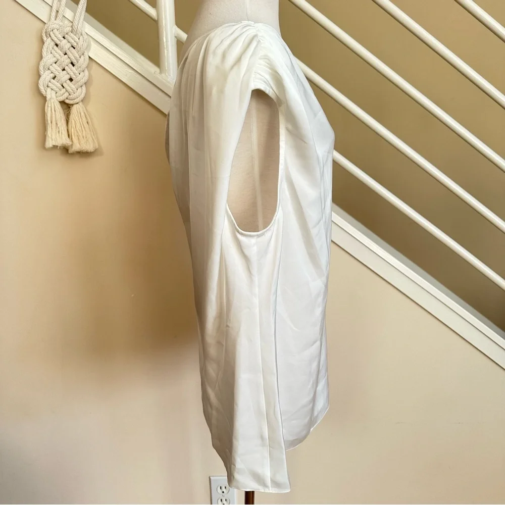 Ramy Brook Lilianna One Shoulder Silky Polyester Blouse Cream Off White XL NWT